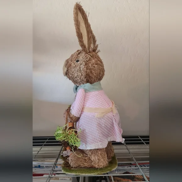 Michaels Sisal Rustic Easter Bunny Figurines by Ashland w/ Eggs Set EUC - Picture 5 of 5